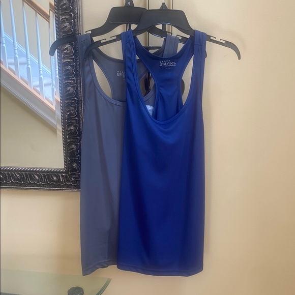Athleta Tops - Galaxy set is 2, Blue + Grey women's L racer back athletic tank tops $56